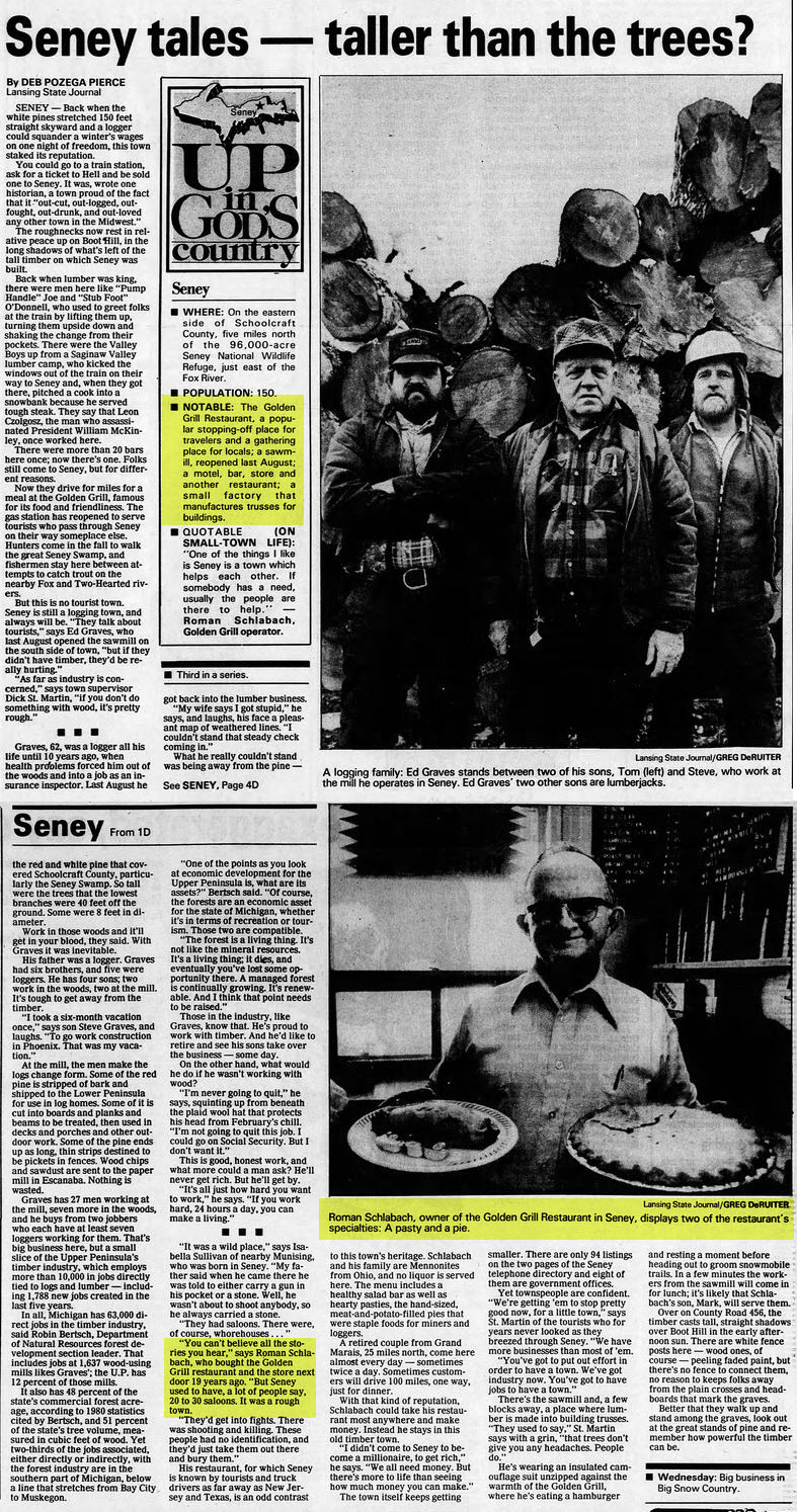 Seny IGA and Golden Grill Restaurant - March 1987 Article On Seney And Restaurant (newer photo)